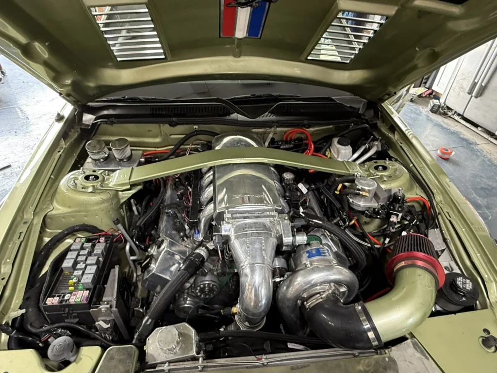 Finished supercharger install on a Ford Mustang